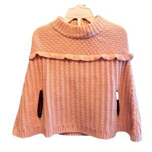 NWT Janie and Jack Poncho Sweater Ribbed Cable Knit Cape Pink Sz 2T Holiday